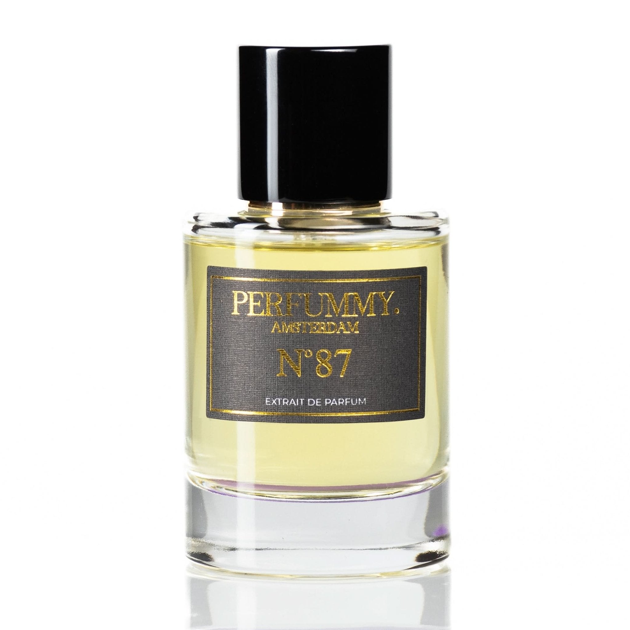 Perfume bottle Nº 87 Inspired by Halfeti with oriental woody fragrance and black cap
